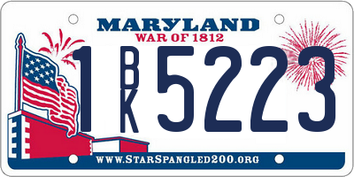 MD license plate 1BK5223