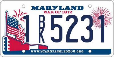 MD license plate 1BK5231