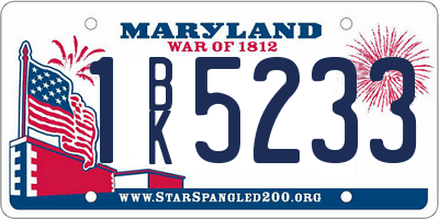 MD license plate 1BK5233