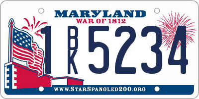 MD license plate 1BK5234