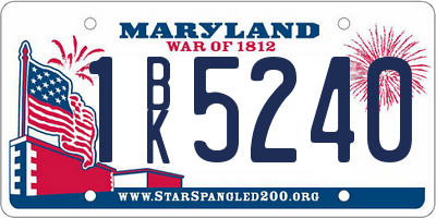 MD license plate 1BK5240