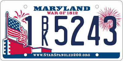 MD license plate 1BK5243