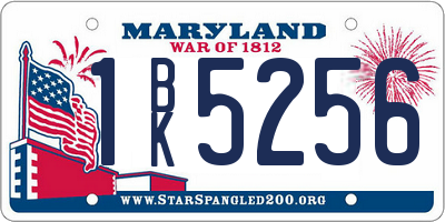MD license plate 1BK5256