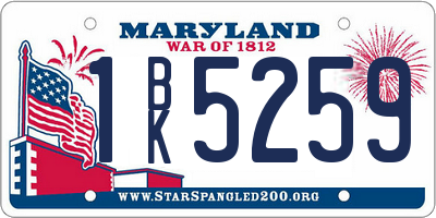 MD license plate 1BK5259