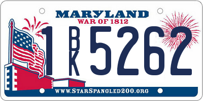 MD license plate 1BK5262