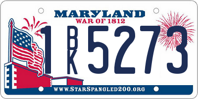 MD license plate 1BK5273