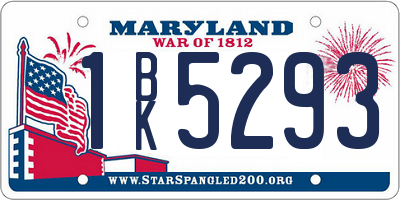 MD license plate 1BK5293