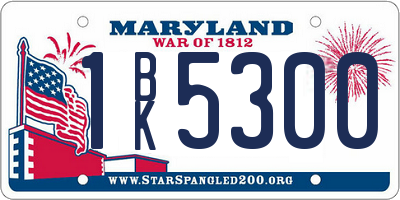 MD license plate 1BK5300