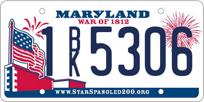 MD license plate 1BK5306