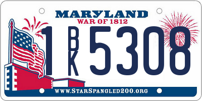 MD license plate 1BK5308