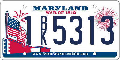 MD license plate 1BK5313