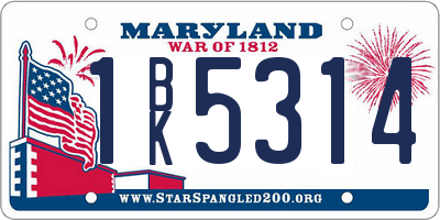 MD license plate 1BK5314