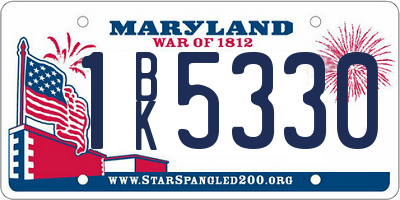 MD license plate 1BK5330