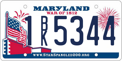 MD license plate 1BK5344