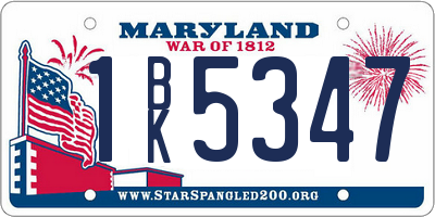 MD license plate 1BK5347