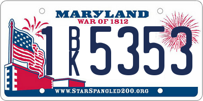 MD license plate 1BK5353