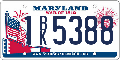 MD license plate 1BK5388