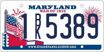 MD license plate 1BK5389