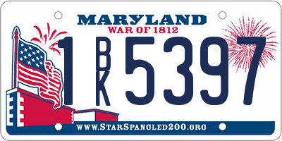 MD license plate 1BK5397