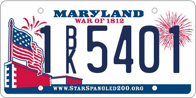 MD license plate 1BK5401