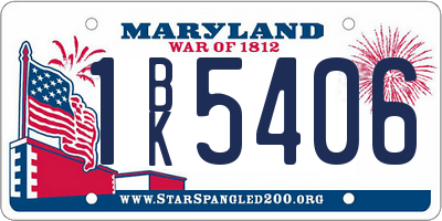 MD license plate 1BK5406
