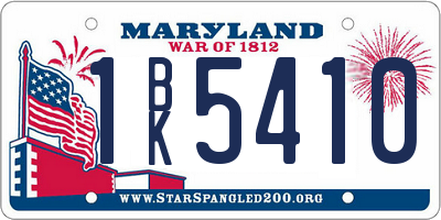 MD license plate 1BK5410