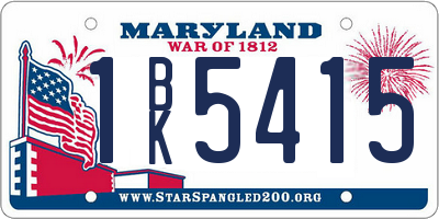 MD license plate 1BK5415