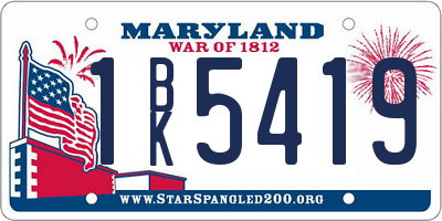 MD license plate 1BK5419