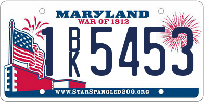 MD license plate 1BK5453
