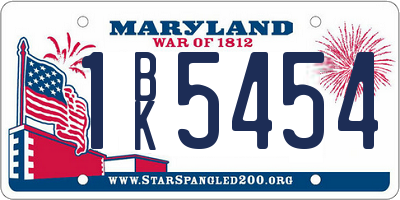 MD license plate 1BK5454