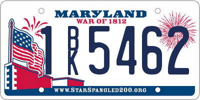 MD license plate 1BK5462