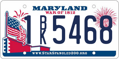 MD license plate 1BK5468