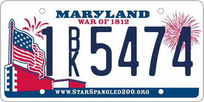 MD license plate 1BK5474