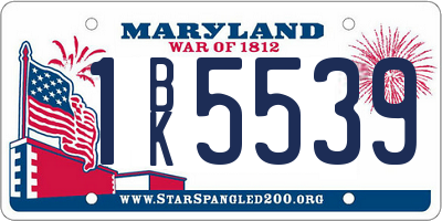 MD license plate 1BK5539