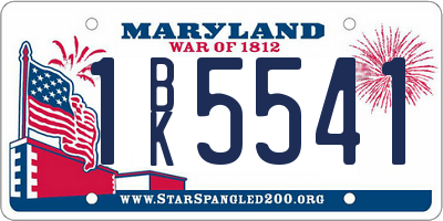 MD license plate 1BK5541