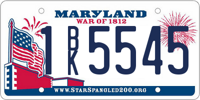 MD license plate 1BK5545