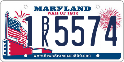 MD license plate 1BK5574