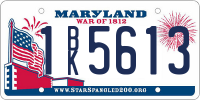 MD license plate 1BK5613
