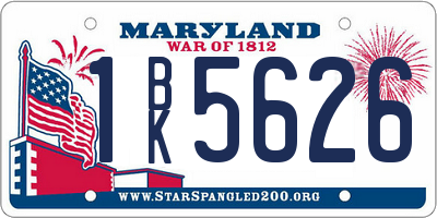 MD license plate 1BK5626
