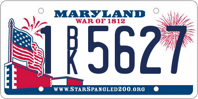 MD license plate 1BK5627