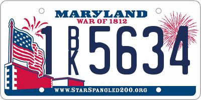 MD license plate 1BK5634