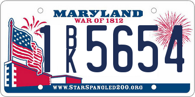 MD license plate 1BK5654