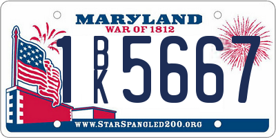 MD license plate 1BK5667