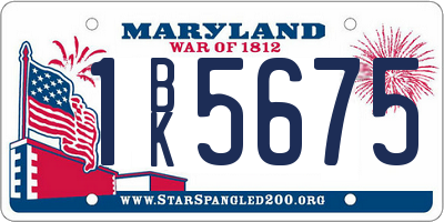 MD license plate 1BK5675