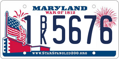MD license plate 1BK5676