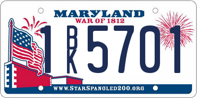 MD license plate 1BK5701