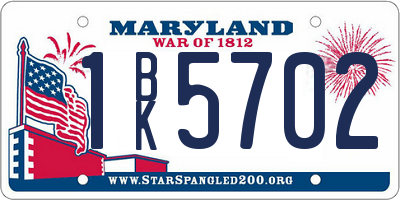 MD license plate 1BK5702