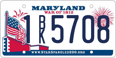 MD license plate 1BK5708