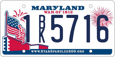 MD license plate 1BK5716