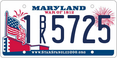 MD license plate 1BK5725